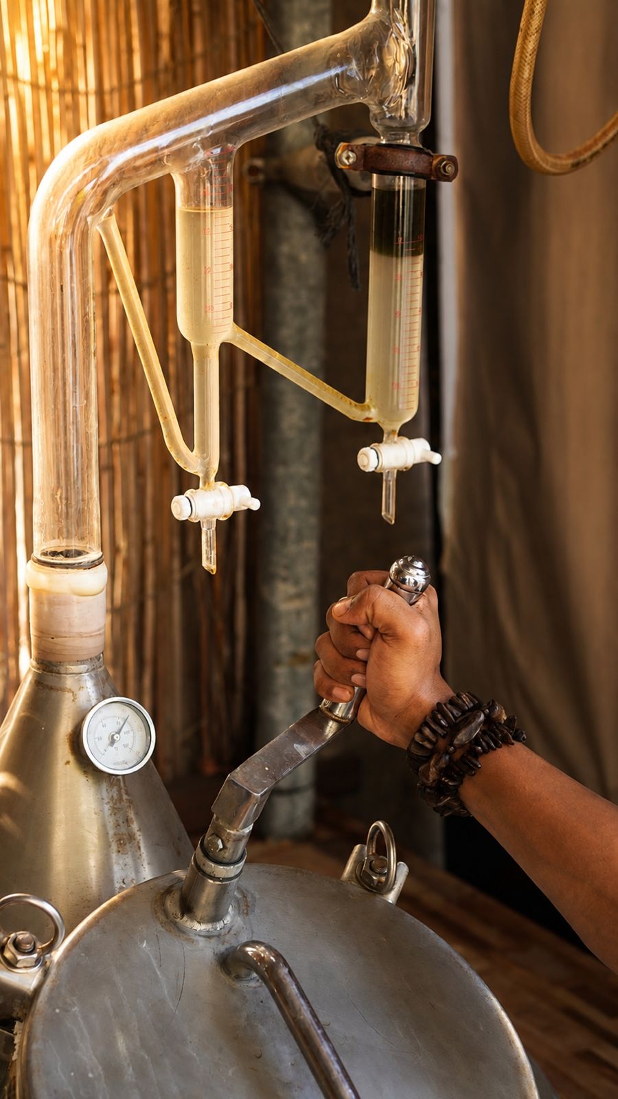 Copper still used for oud distillation
